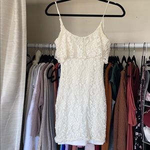 White lace body con dress